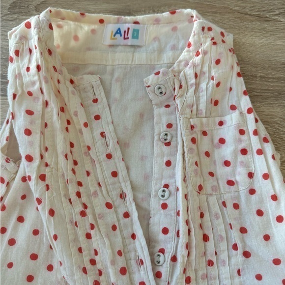 LALI Polkadot Cream &‎ Red Pintuck Dress 3T - Picture 7 of 12